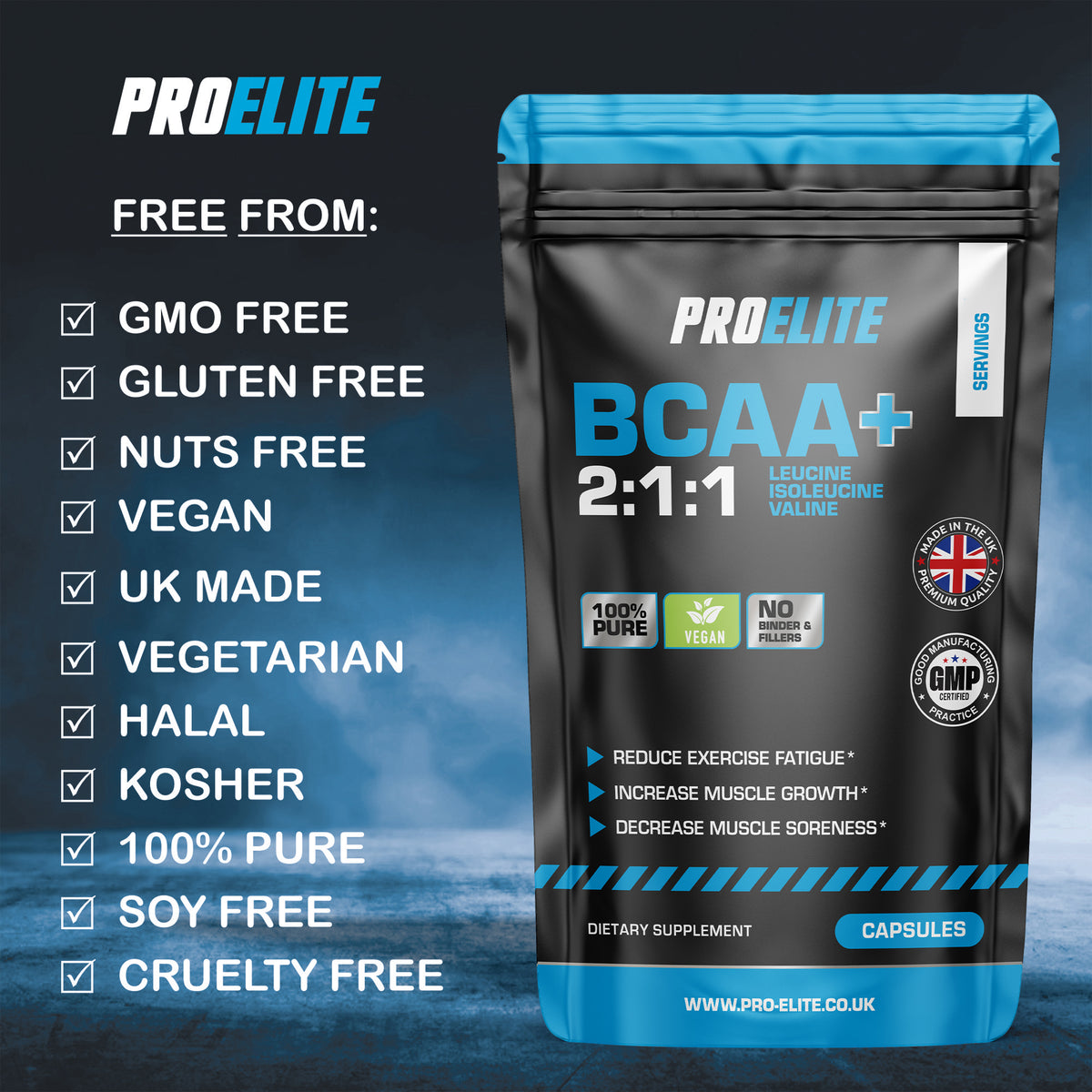 BCAA 2:1:1 Vegan Capsules | Pro-Elite
