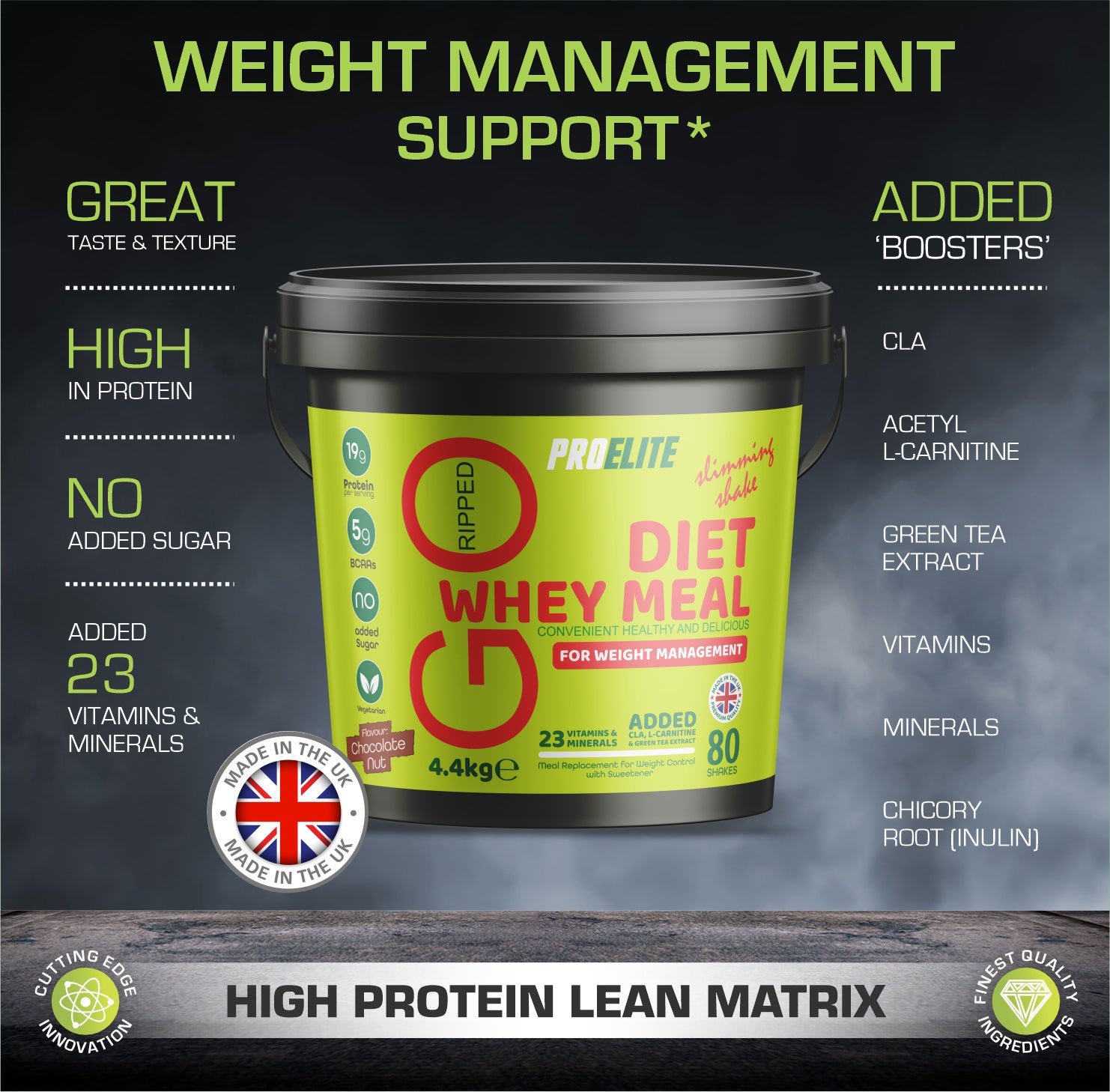 Diet Whey Meal 4.4kg Bucket | Pro-Elite