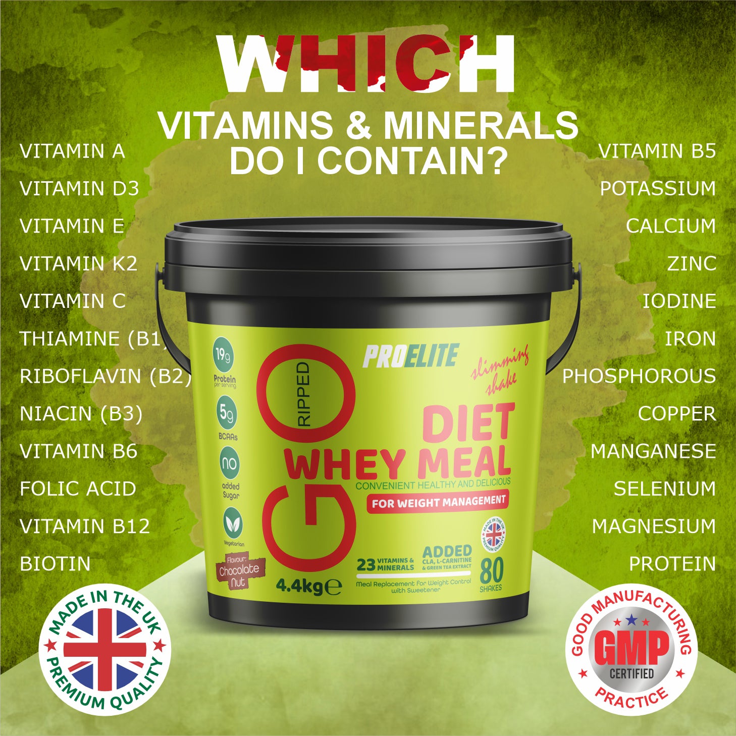 PROELITE Diet Whey Meal 4.4kg Bucket