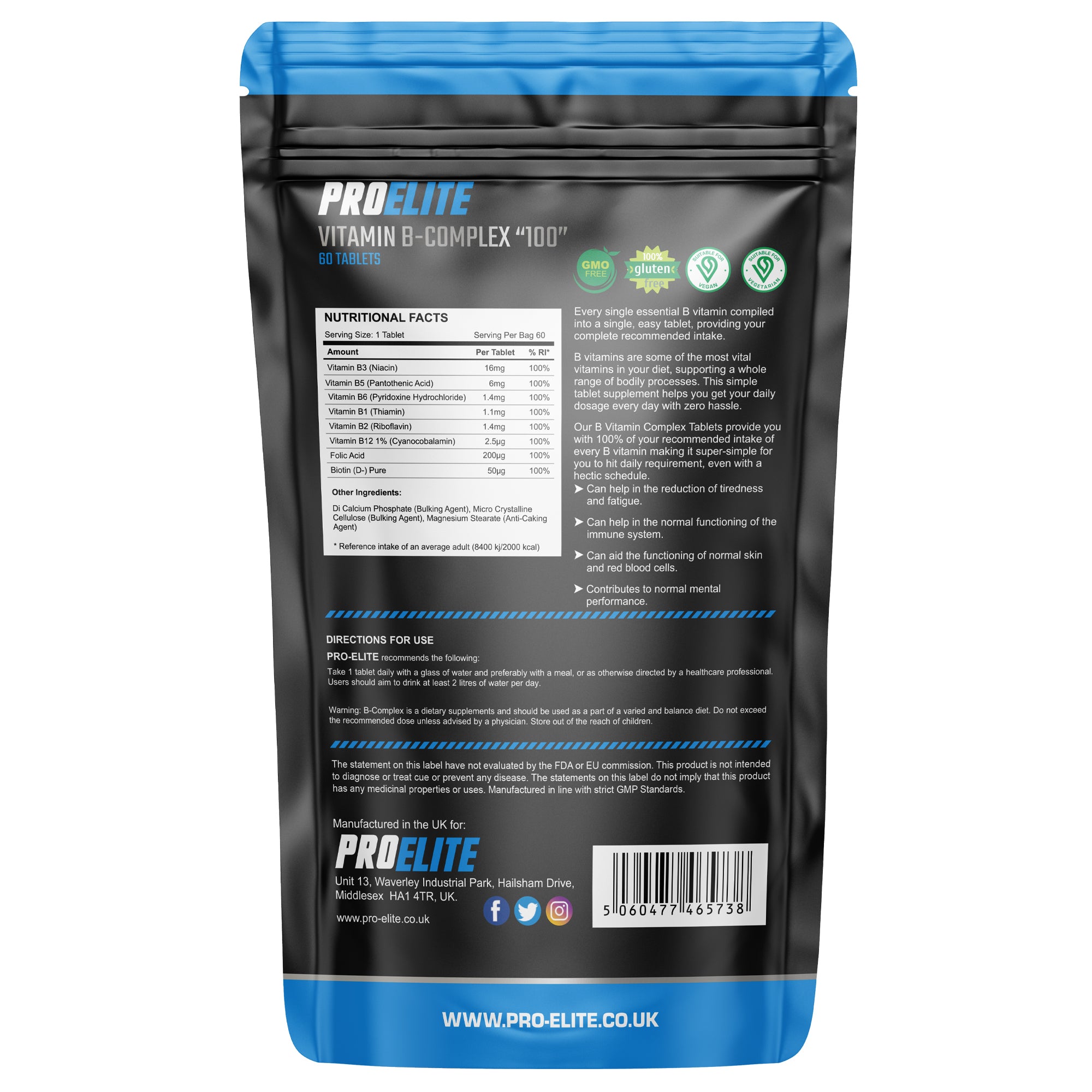 B-Complex Vegan Tablets | Pro-Elite