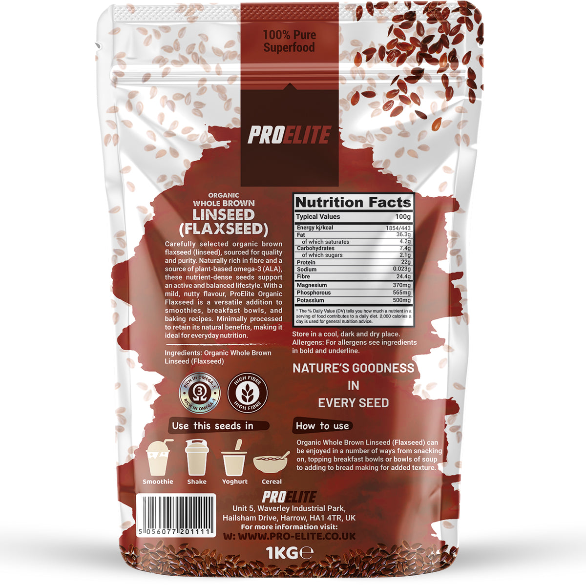 Organic Whole Brown Linseed (Flaxseed) | Pro-Elite