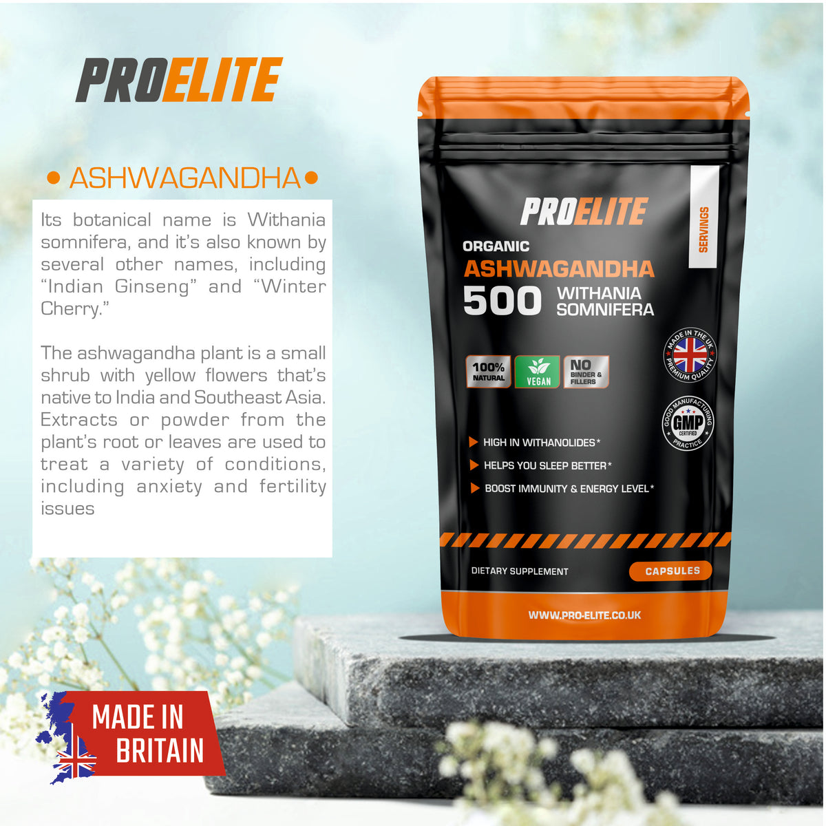 Ashwagandha Vegan Capsules | Pro-Elite