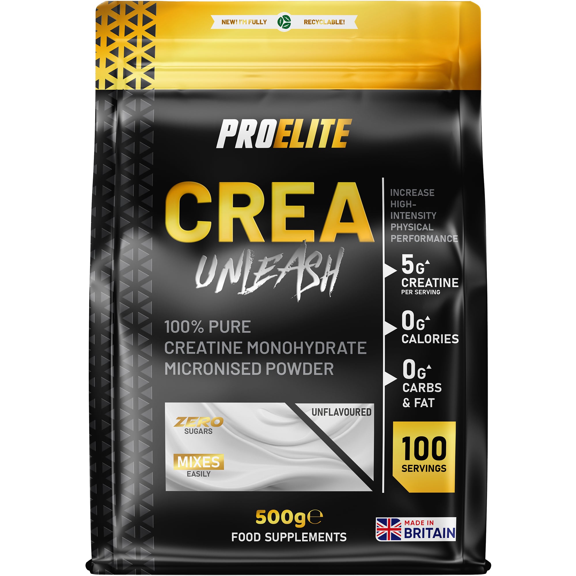 Pure Creatine Monohydrate Powder 500g (Pouch) | Pro-Elite