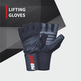 Leather Gloves With Wrist Support - Black | Pro-Elite