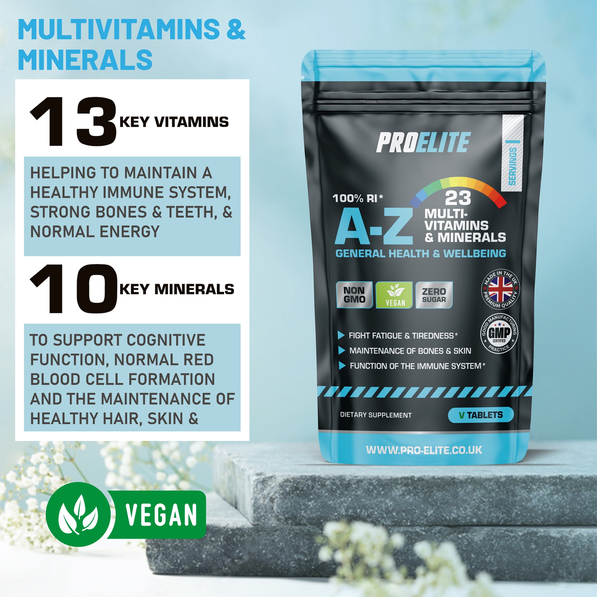 A-Z Multi Vitamins & Minerals Vegan Tablets | Pro-Elite