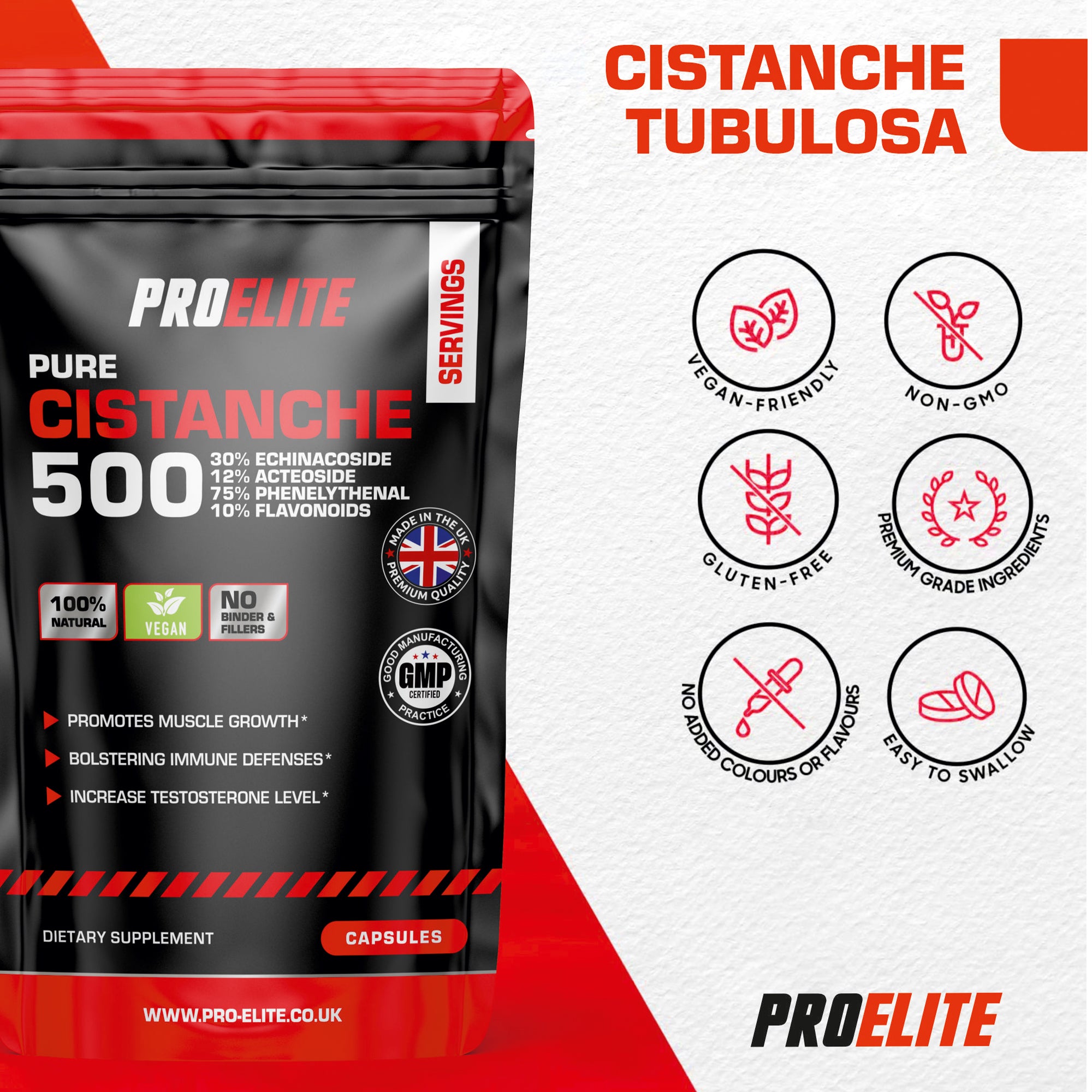 PROELITE Cistanche 20:1 Extract Vegan Capsules