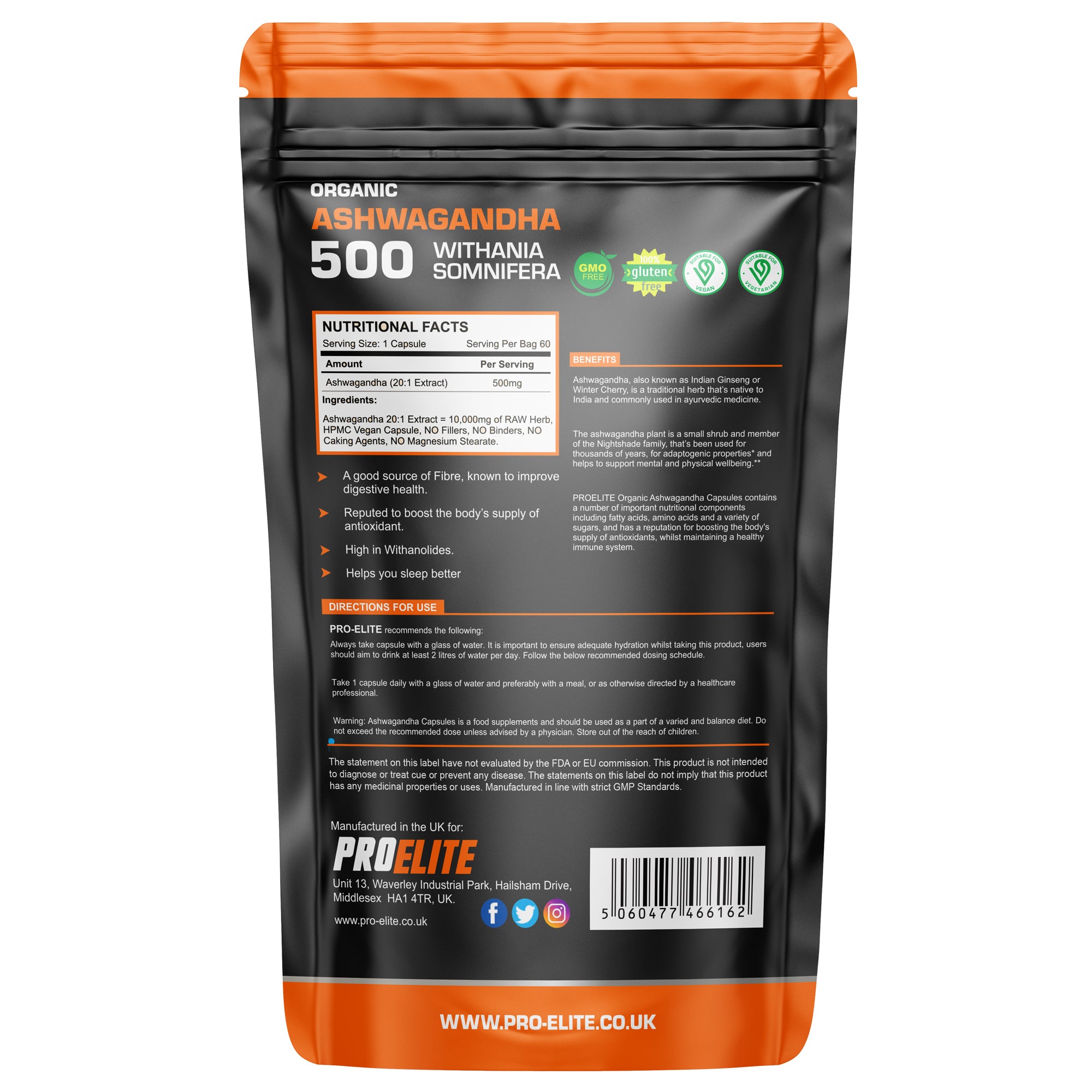 PROELITE Ashwagandha Vegan Capsules