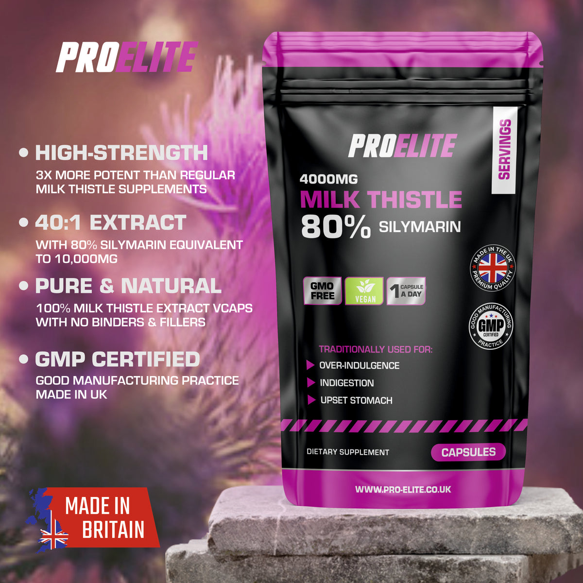 Milk Thistle 40:1 Extract Vegan Capsules | Pro-Elite