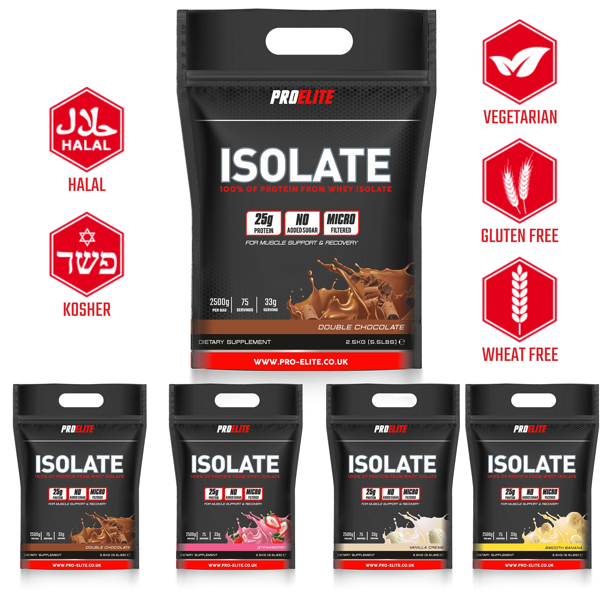 Whey Isolate Protein Powder 1kg, 2.5kg & 5kg | Pro-Elite