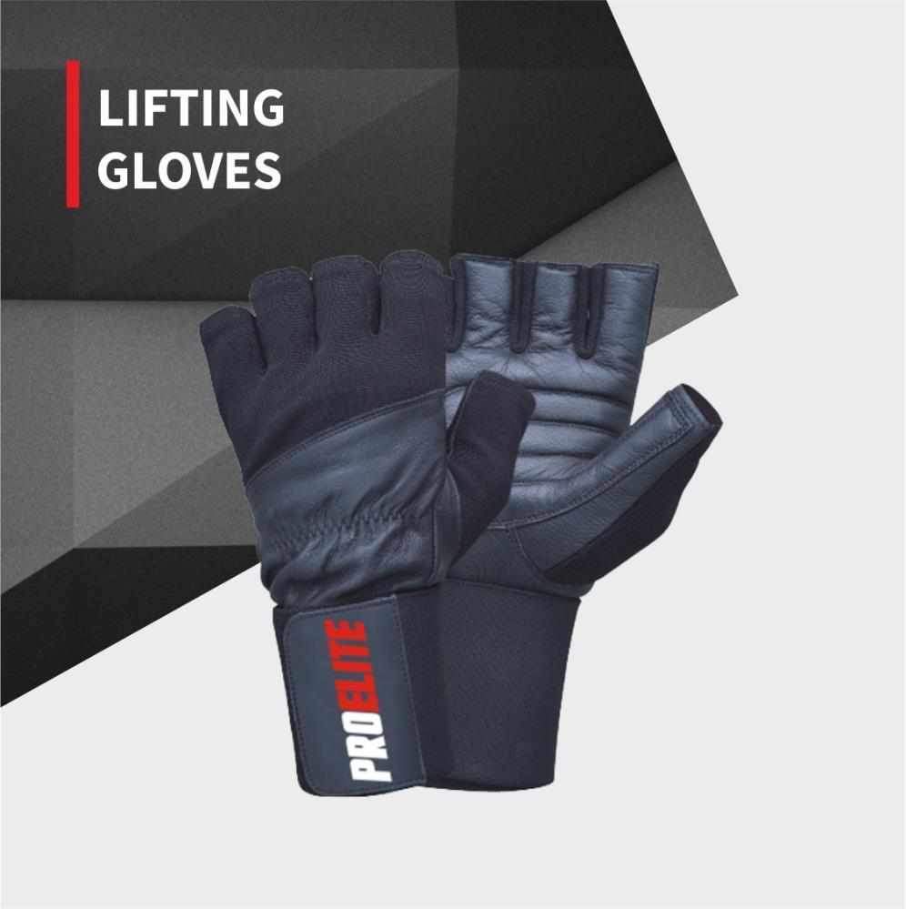 Leather Gloves With Wrist Support - Black | Pro-Elite