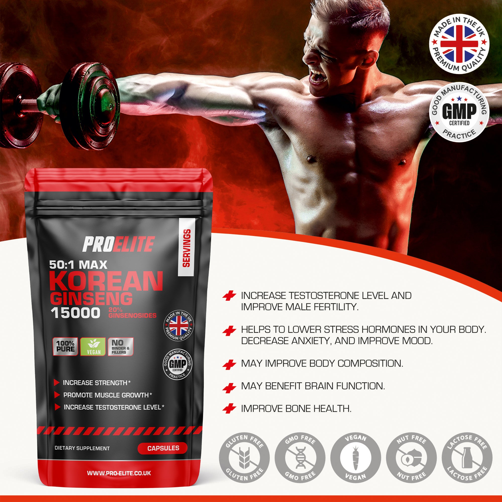 Korean Ginseng 300mg Vegan Capsules | Pro-Elite