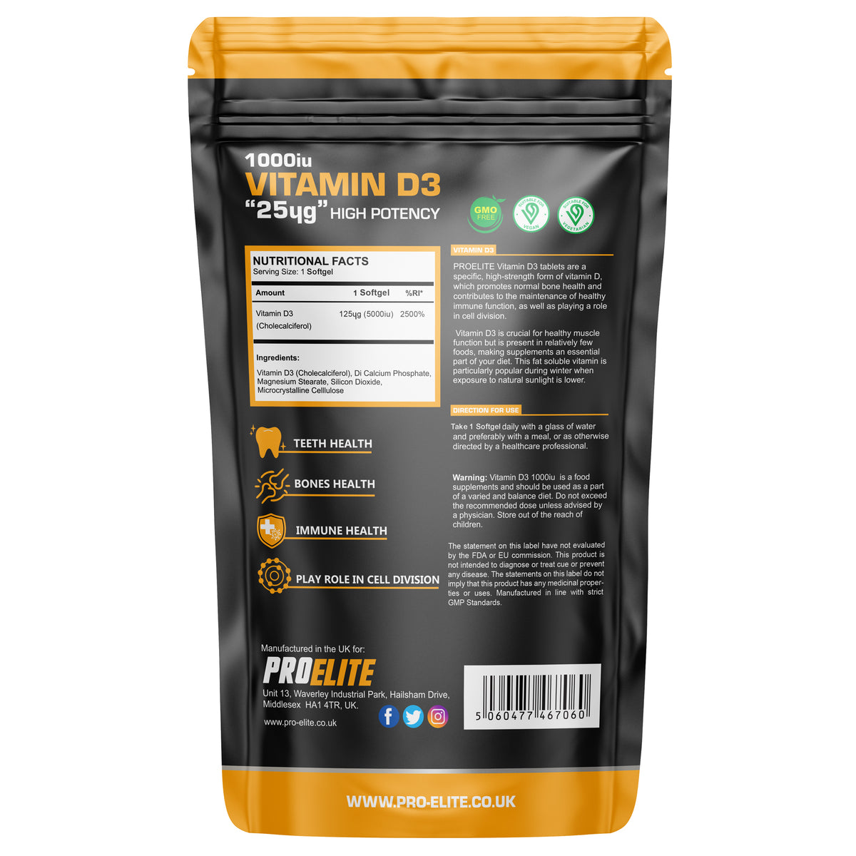 Vitamin D3 5000iu Softgels | Pro-Elite