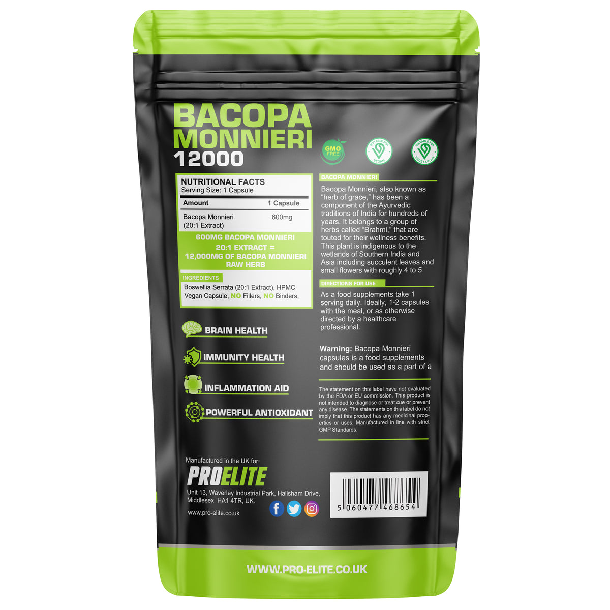 Bacopa Monnieri Capsules | Pro-Elite