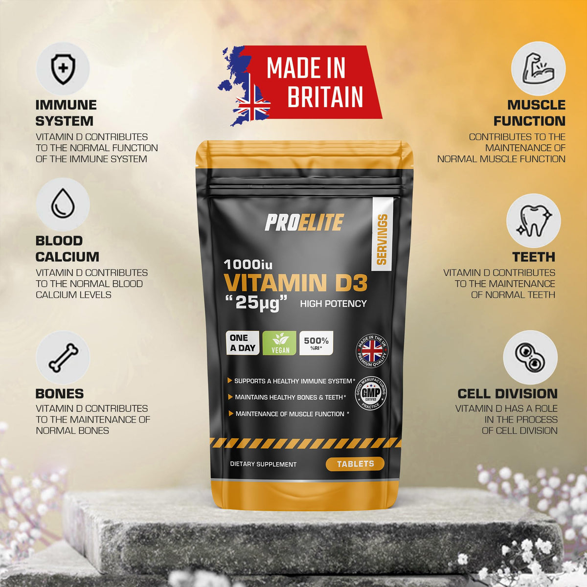 Vitamin D3 1000iu Tablets | Pro-Elite