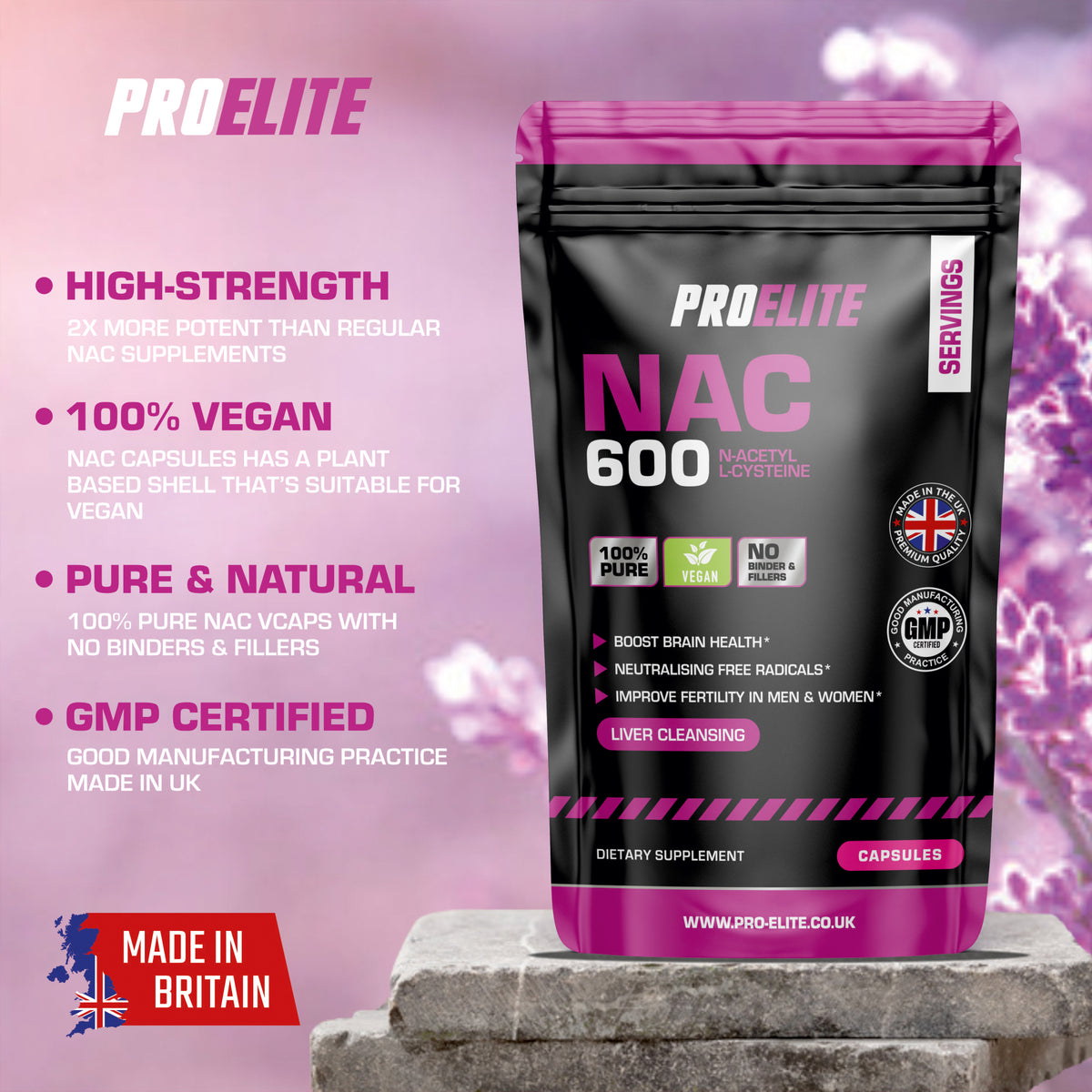 NAC N-ACETYL L-CYSTEINE Vegan Capsules | Pro-Elite