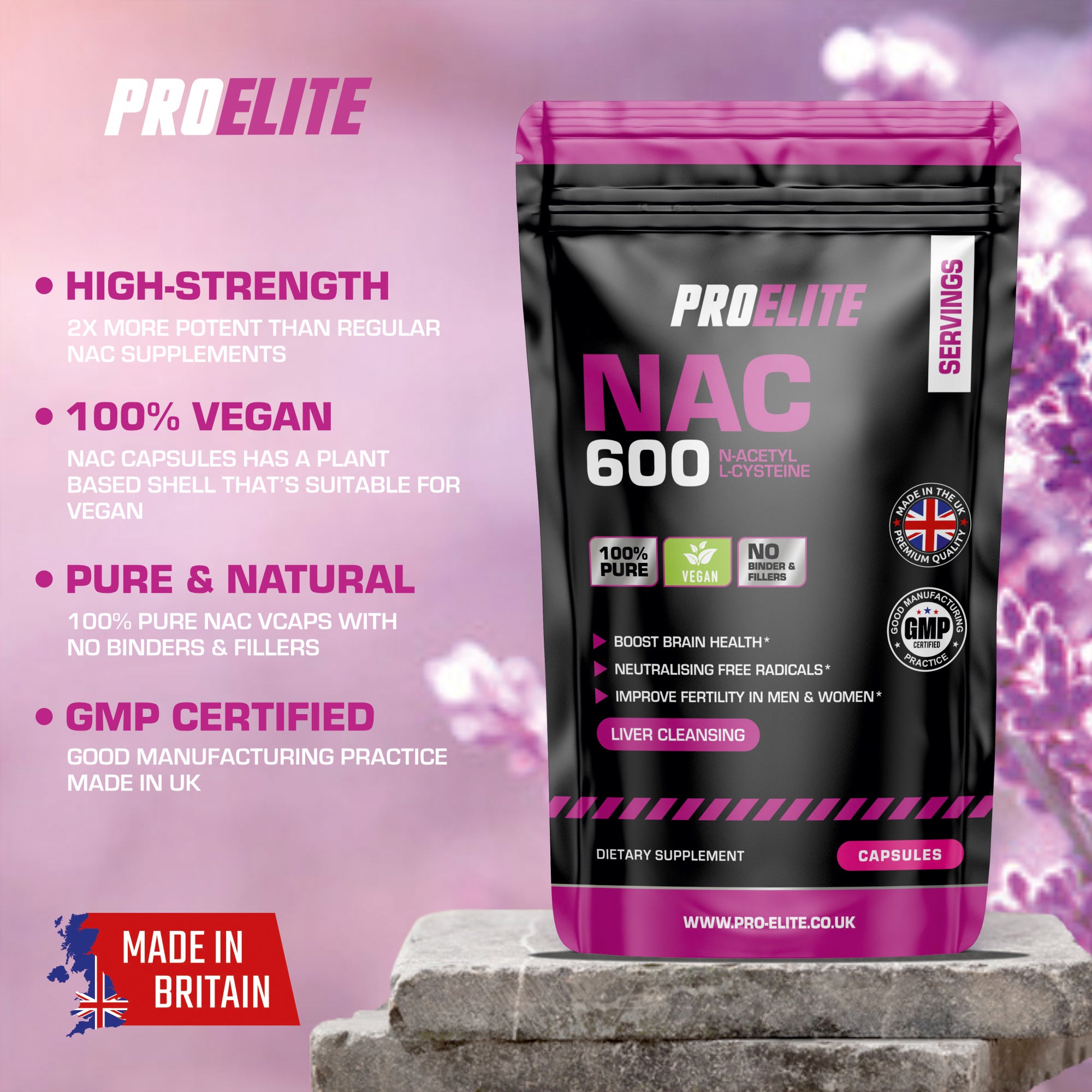 NAC N-ACETYL L-CYSTEINE Vegan Capsules | Pro-Elite