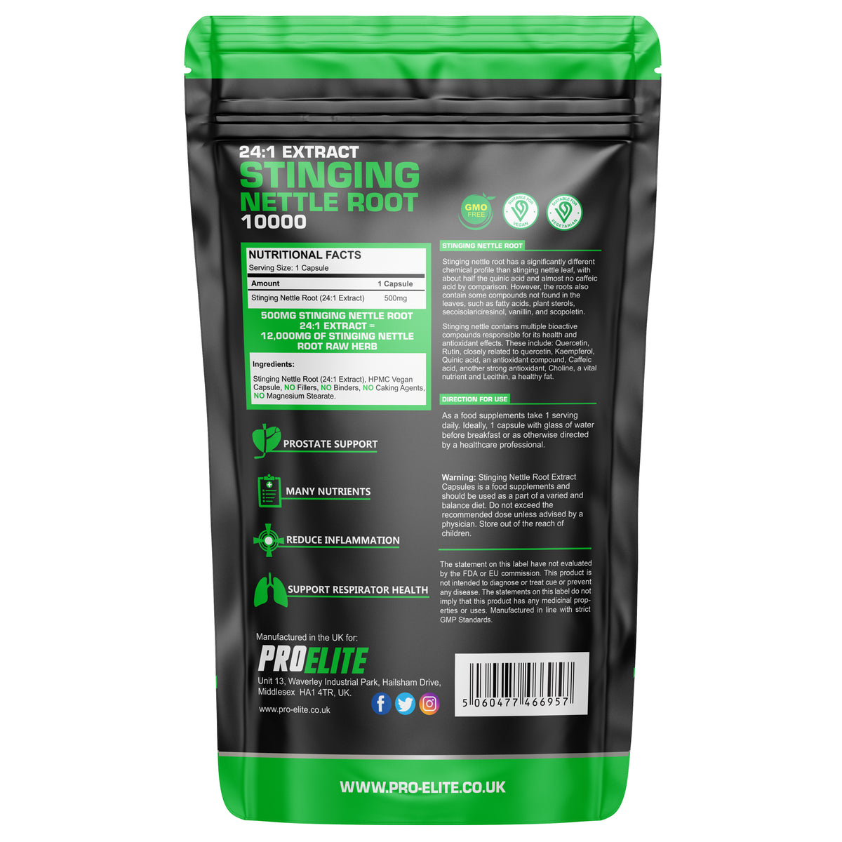 Stinging Nettle Root Vegan Capsules | Pro-Elite