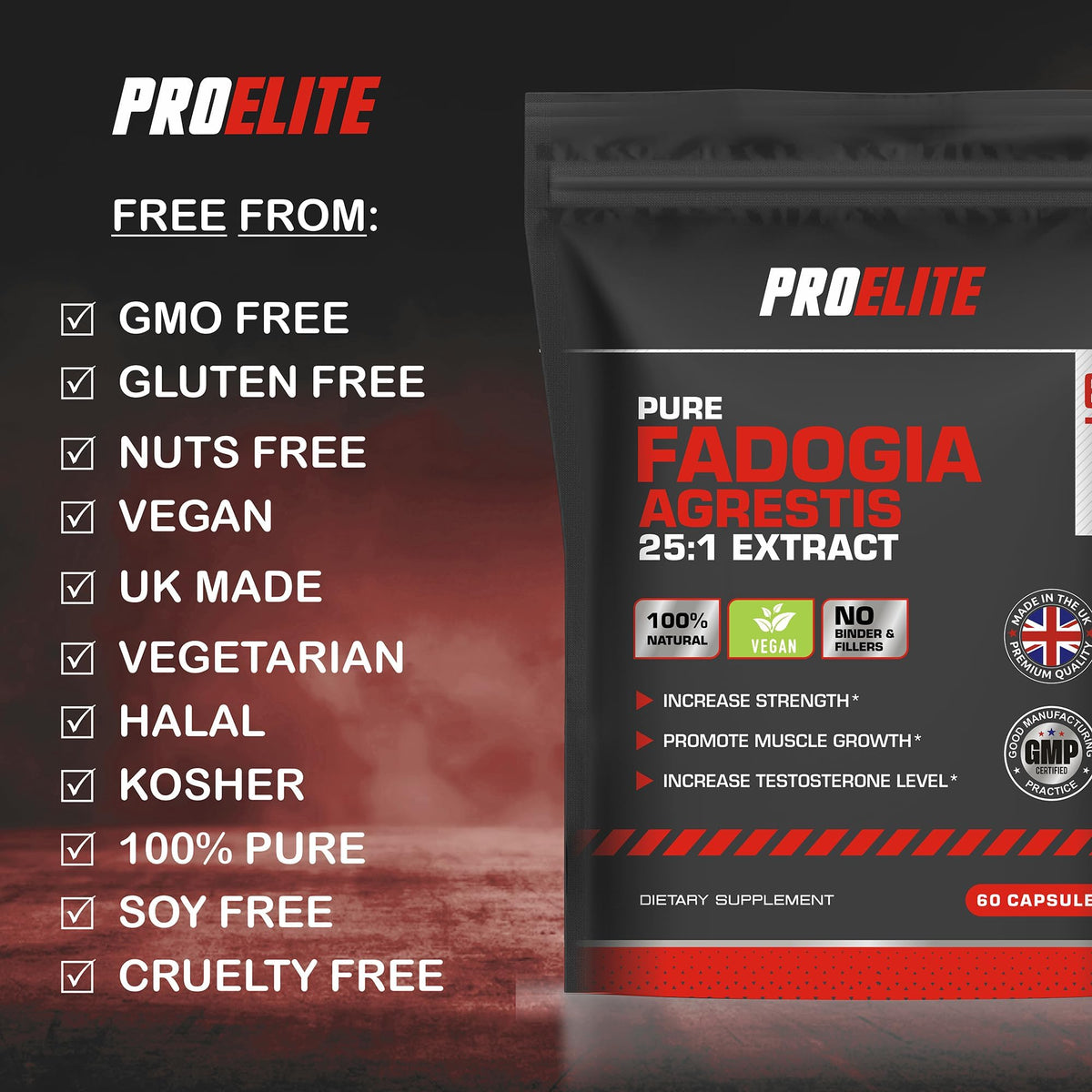 Fadogia Agrestis 25:1 Extract Vegan Capsules | Pro-Elite