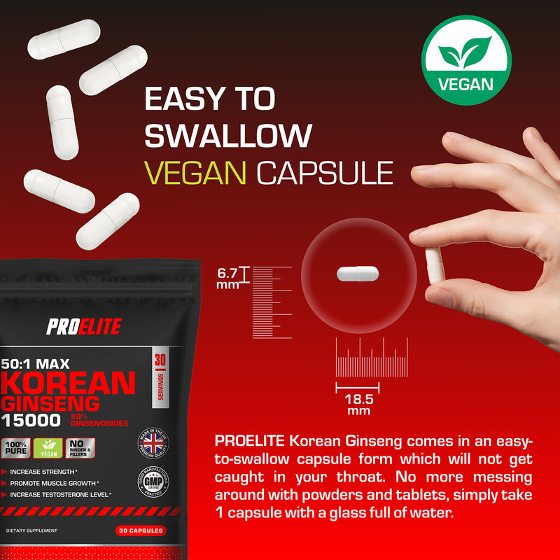 Pro-Elite Korean Ginseng 300mg Vegan Capsules