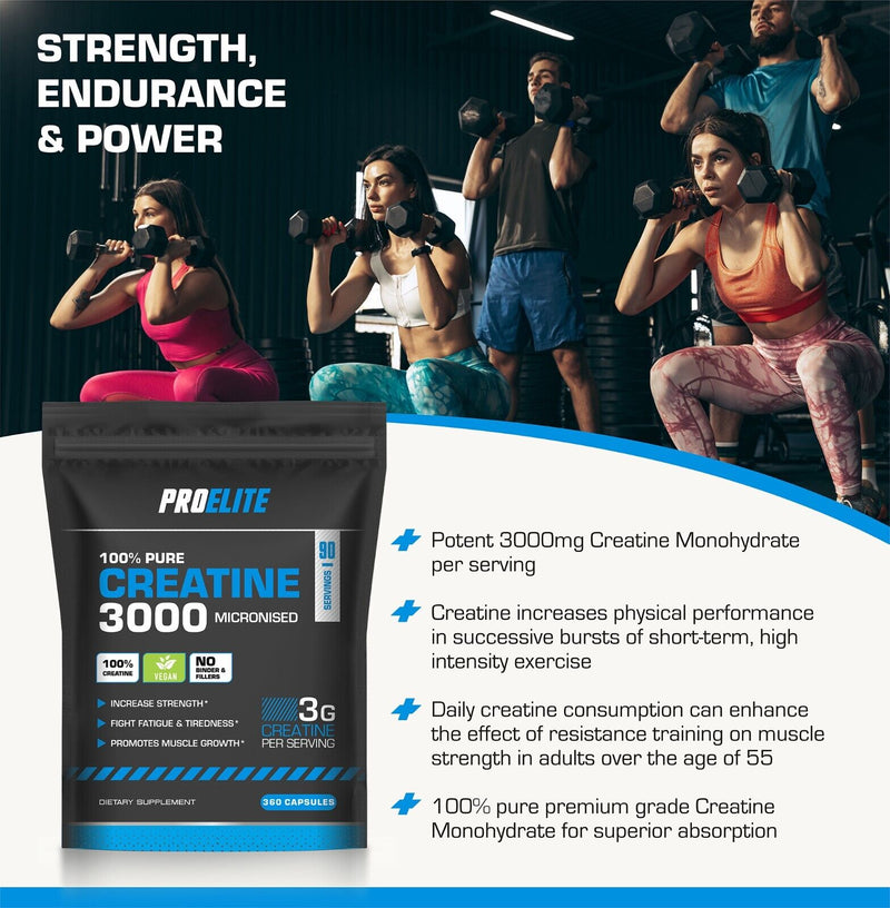 Pro-Elite Creatine Monohydrate 750mg Vegan Capsules