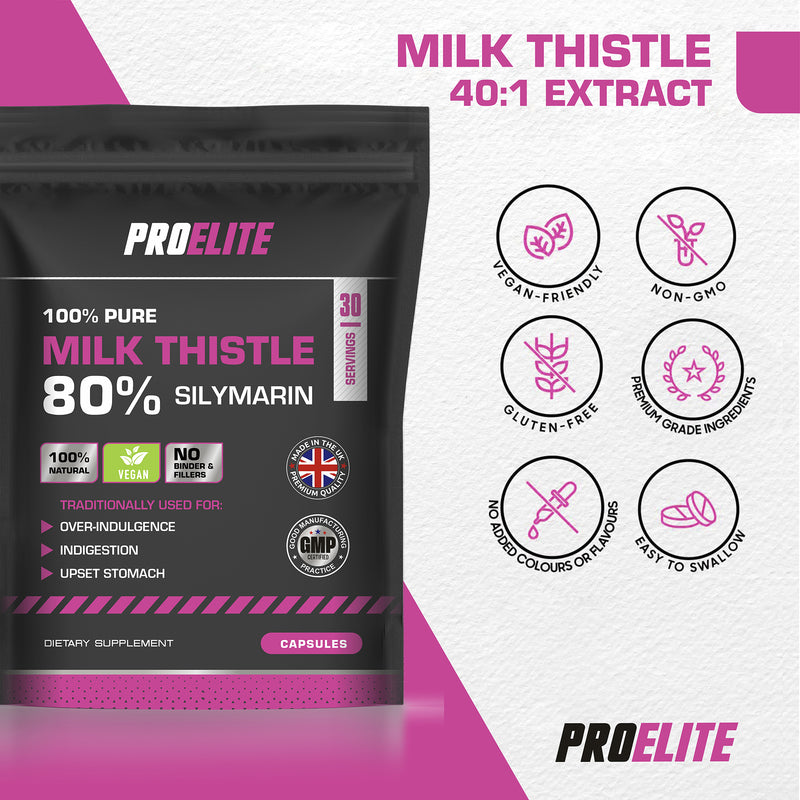 Pro-Elite Milk Thistle 40:1 Extract Vegan Capsules